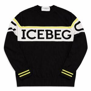 Iceberg Men's Round Neck Knitted Cotton Logo Sweater S NWOT